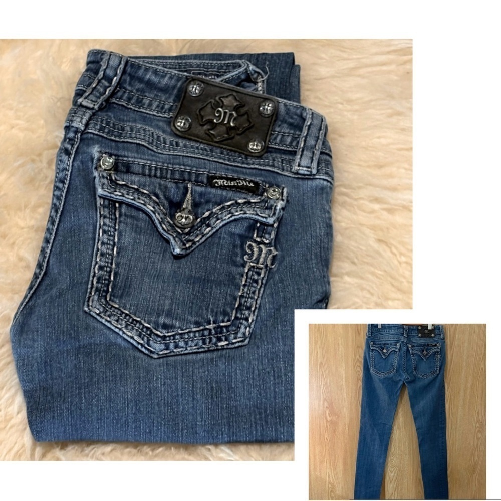 Miss Me Blue Denim Skinny Embroidered Jeans